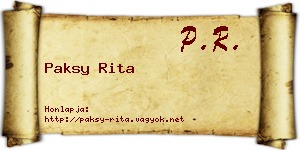 Paksy Rita névjegykártya
