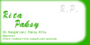 rita paksy business card